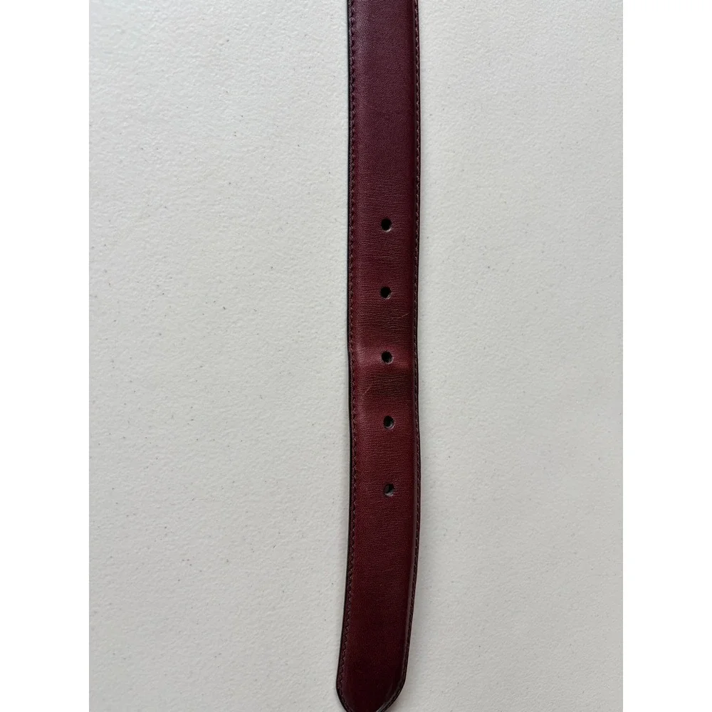 Polo Ralph Lauren Leather Belt 40 Brown Burgundy Brass Buckle Made in Italy